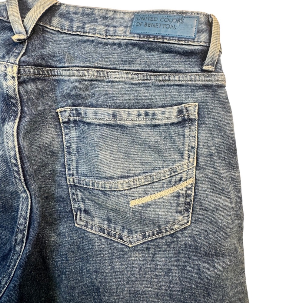 United Colors of Benetton Mens Skinny Blue Acid Wash Stretch Jeans 34 - Picture 8 of 10